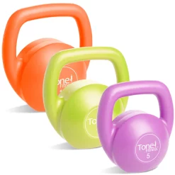 Tone Fitness PVC Coated 30 Lb. Colored Kettlebell Set β CAP Barbell (SDKC2S-TN030)