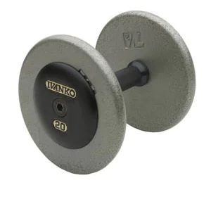 Economy Pro-Style Dumbbells With Gray Non-Machined Plates And Black End Caps – Ivanko (R/EP 1.25B)
