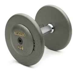 Economy Pro-Style Dumbbells With Gray Non-Machined Plates And Iron End Caps – Ivanko (R/EP 1.25)