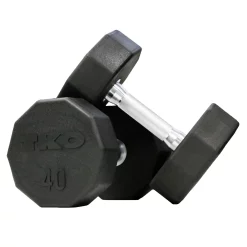 10-Sided Commercial Rubber Encased Solid Steel Dumbbell Set β TKO (829TR)